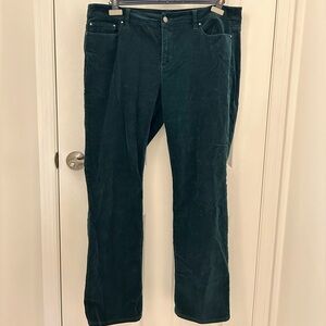Ann Taylor Signature Fit Dark Teal Corduroy Pants, Sz 16